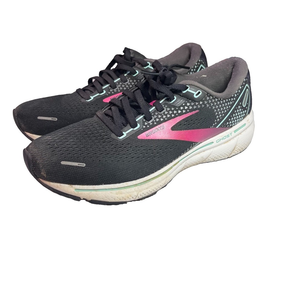 Brooks Ghost 14 Women's Low Top Running Sneakers Black/Pink/White Size 9